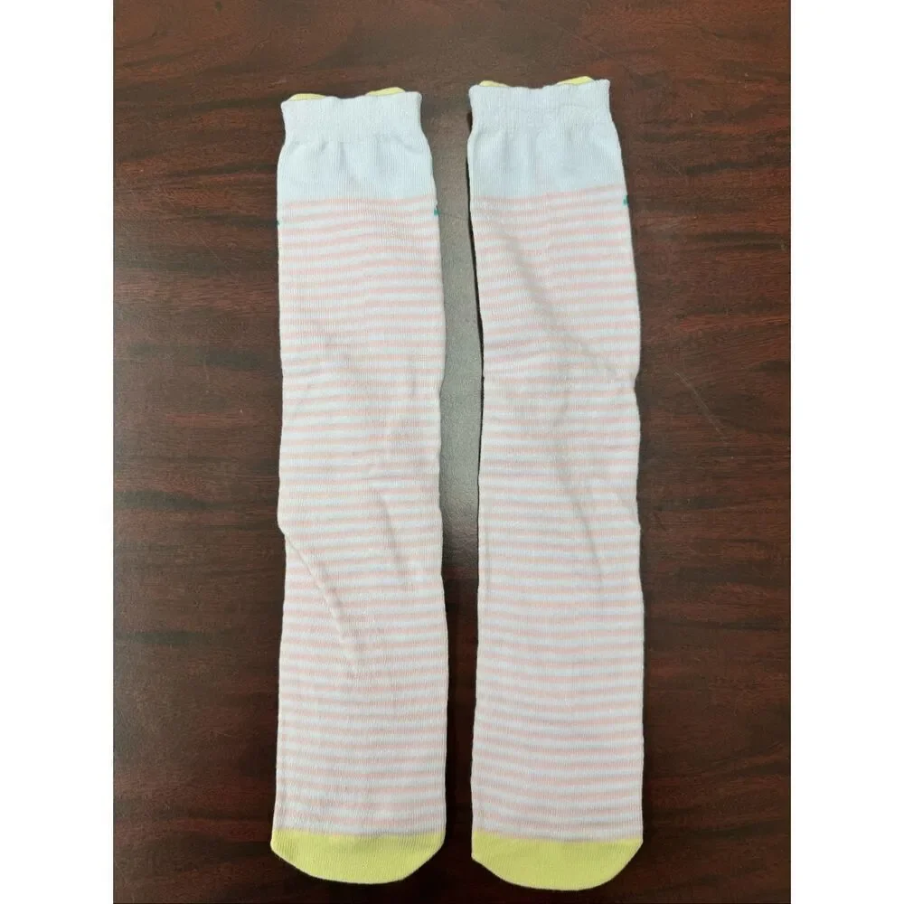 NWOT Girls Owl Knee High Socks with Pink and White Stripes